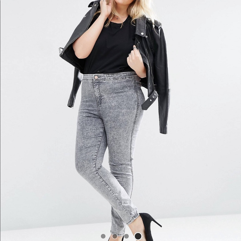 NEW ASOS CURVE Rivington Jeggings - Gray Acid Wash